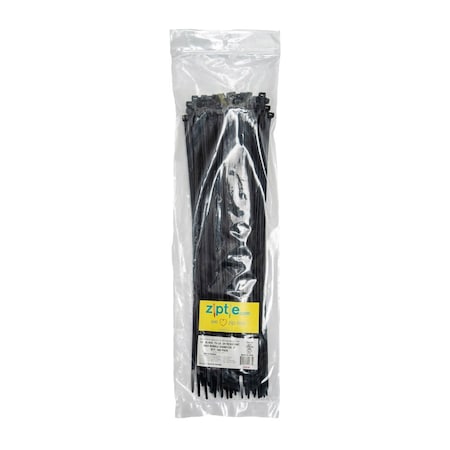 South Main Hardware Cable Tie, 14 in L, 4 in Max Bundle Dia., Black, Nylon, 75 lb Strength, 100 PK 220186